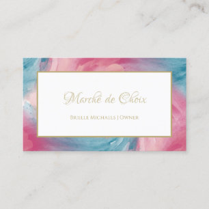 Tie-Dye Pink Blue Painterly Watercolor Boutique Business Card