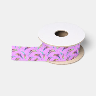 Tie Dye Pink Marine Animals Dolphins Marlins Satin Ribbon