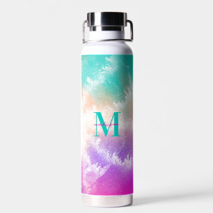 Tie Dye Pink Orange Teal Purple Monogram Water Bottle