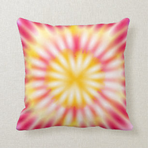 Tie Dye Pink Yellow White Cushion