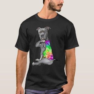 Tie Dye Pitbull I Love Mum Pitbull Tattoo Mother's T-Shirt