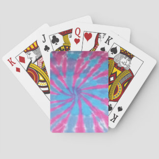 tie dye playing cards deck pink blue spiral