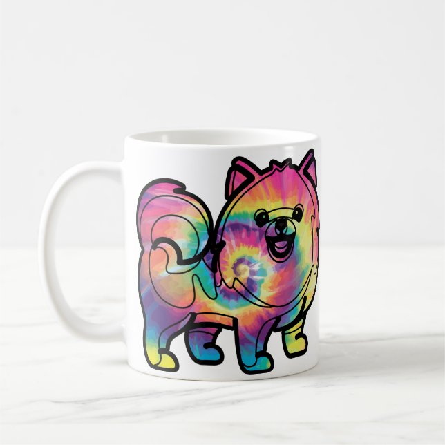 Tie Dye Pomeranian Coffee Mug (Left)