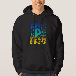 Tie Dye Pre K Team Teacher Boy Graffiti Style Back Hoodie
