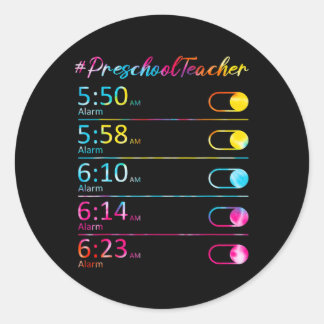 Tie Dye Preschool Teacher Appreciation Alarm Clock Classic Round Sticker