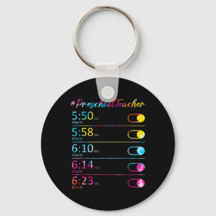Tie Dye Preschool Teacher Appreciation Alarm Clock Key Ring