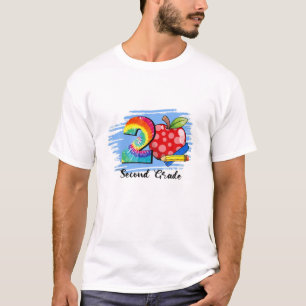 Tie Dye Print Apple 2Nd Grade Back To School Teach T-Shirt