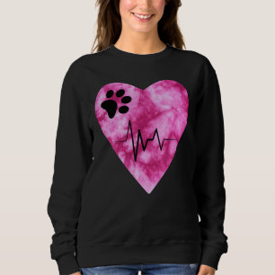Tie Dye Print Pet Love Heartbeat Pulse Sweatshirt