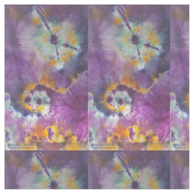 Tie-Dye Purple and Pansies #1 fabric (Close Up)