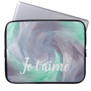 Tie-Dye Purple Green Painterly Watercolor in Love Laptop Sleeve