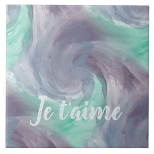 Tie-Dye Purple Green Painterly Watercolor in Love Tile