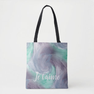Tie-Dye Purple Green Painterly Watercolor in Love Tote Bag