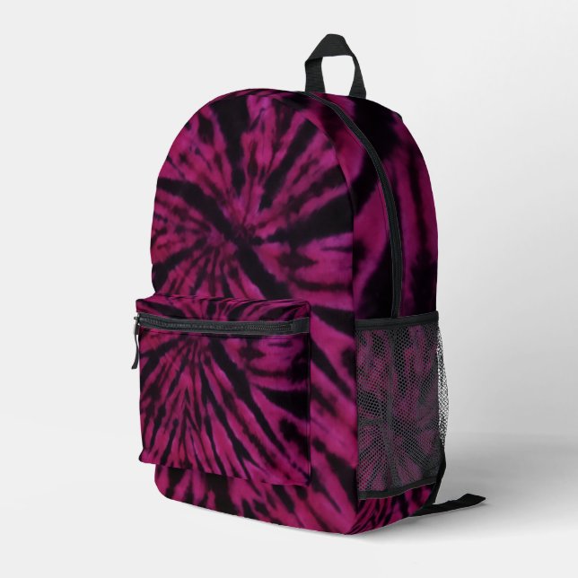 Tie-Dye Purple Pink Black Hippie Retro Pattern  Printed Backpack (Back Corner Right)