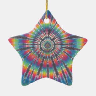 Tie Dye Rabbit Hole Ceramic Tree Decoration