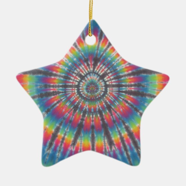 Tie Dye Rabbit Hole Ceramic Tree Decoration (Front)