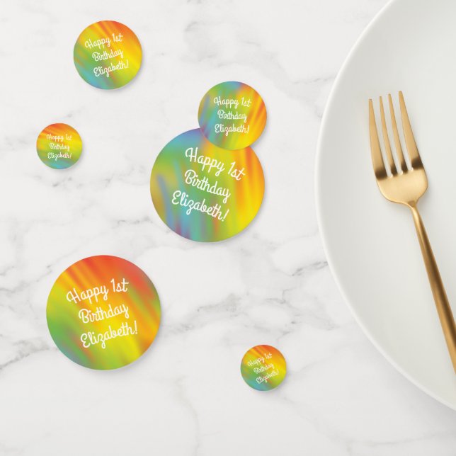 Tie Dye Rainbow Birthday Party Confetti (Group)