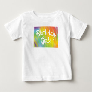 Tie Dye Rainbow Birthday Party Kids Cute Baby T-Shirt