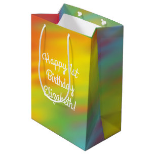 Tie Dye Rainbow Birthday Party Kids Cute Medium Gift Bag