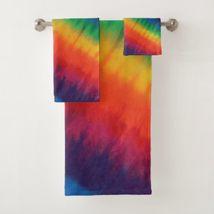 Tie Dye Rainbow Colours Bath Towel Set