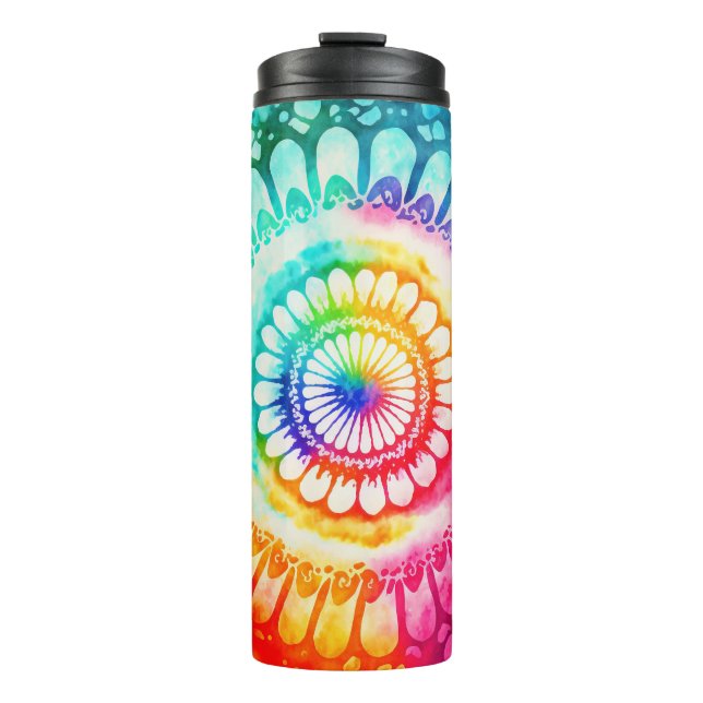 Tie Dye Rainbow Colours Retro Hippie Groovy  Thermal Tumbler (Front)