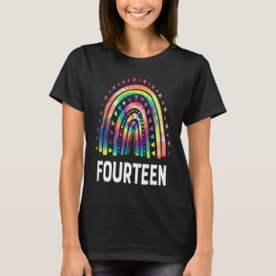 Tie Dye Rainbow Fourteen Year Old 14 Bday 14th Bir T-Shirt