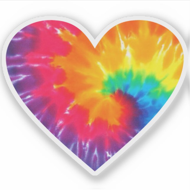 Tie Dye Rainbow Heart vinyl sticker (Front)