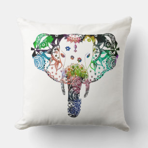 Tie dye rainbow line tangle elephant cushion