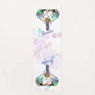 Tie dye rainbow line tangle elephant with bubbles yoga mat