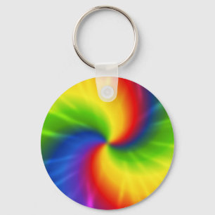 Tie Dye Rainbow Pattern Key Ring
