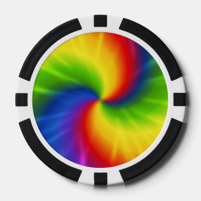 Tie Dye Rainbow Pattern Poker Chips (Front)