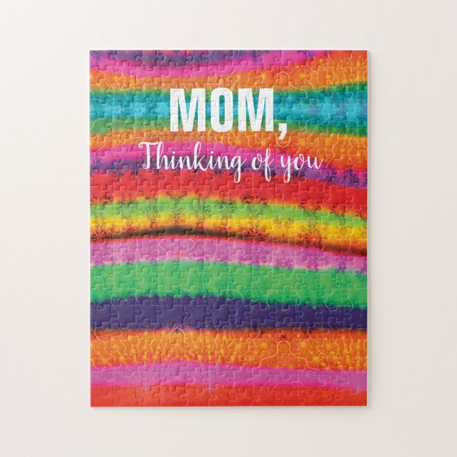 Tie Dye Rainbow Stripe Mum Thinking of You Jigsaw Puzzle (Vertical)