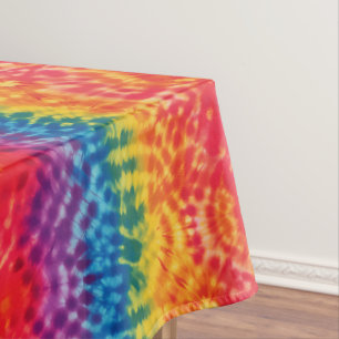 Tie Dye Rainbow Stripes Tablecloth 