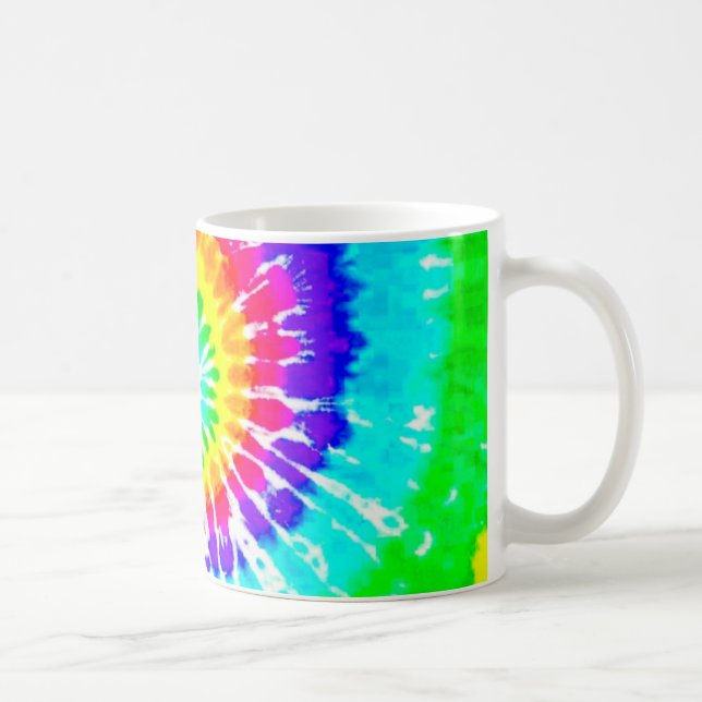 Tie Dye Rainbow Swirl Neon Rainbow Colours Pattern Coffee Mug (Right)