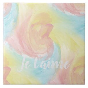 Tie-Dye Retro Pastel Painterly Watercolor in Love Tile