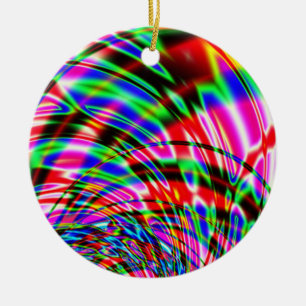 Tie Dye Retro Wave Fractal Ceramic Tree Decoration