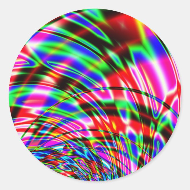Tie Dye Retro Wave Fractal Classic Round Sticker (Front)