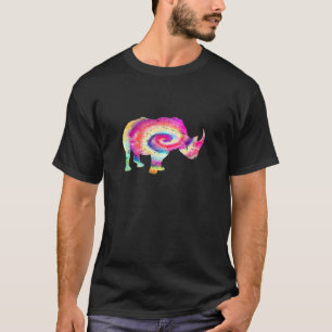 Tie Dye Rhinoceros Graphic   Fun Rhino Artwork T-Shirt