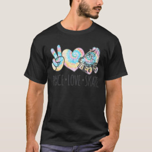 Tie Dye Roller Skating For Teen Girls Peace Love S T-Shirt