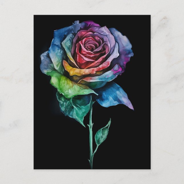 Tie Dye Rose Print Postcard (Front)
