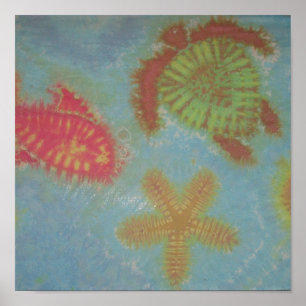 Tie Dye Sea Turtle Horse Star Fish Poster