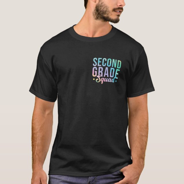 Tie Dye Second Grade Squad Pocket Tee Teacher Back (Front)