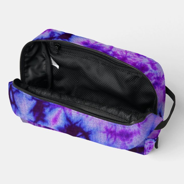 Tie Dye Shades of Purple & Blue Dopp Kit (Open)