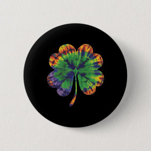 Tie Dye Shamrock Lucky Four Leaf Clover St Patrick 6 Cm Round Badge