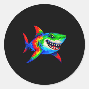 Tie-dye Shark Peace Sign Hipe Classic Round Sticker