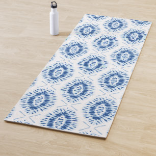 Tie Dye Shibori Indigo Blue White Abstract Pattern Yoga Mat