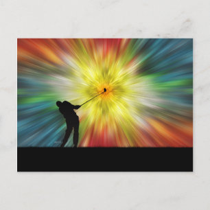Tie Dye Silhouette Golfer Postcard