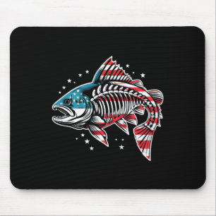 Tie Dye Skeleton Salmon American 4th Of July Fish Mouse Pad