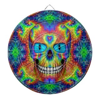 Tie Dye Skull Dead Zombie Metal Cage Dartboards