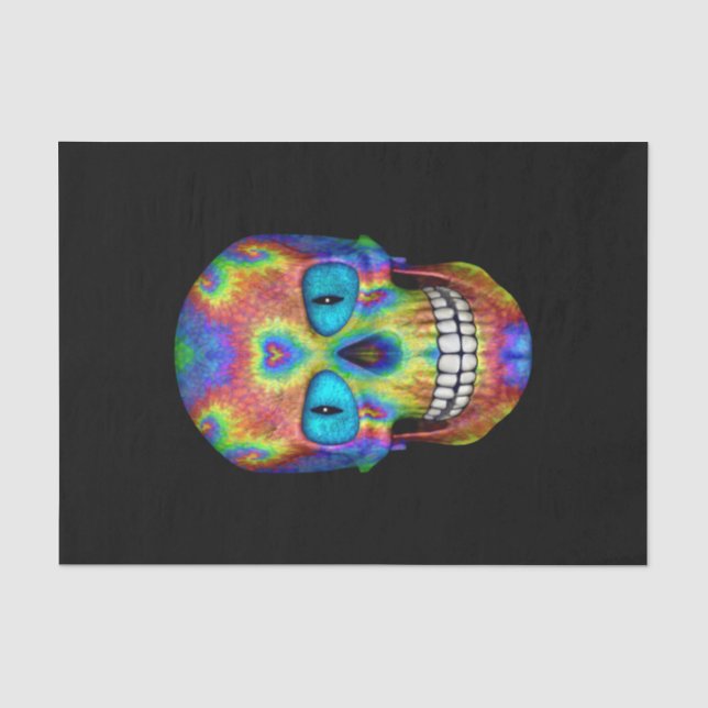 Tie Dye Skull Dead Zombie Undead Tissue Paper (Front)