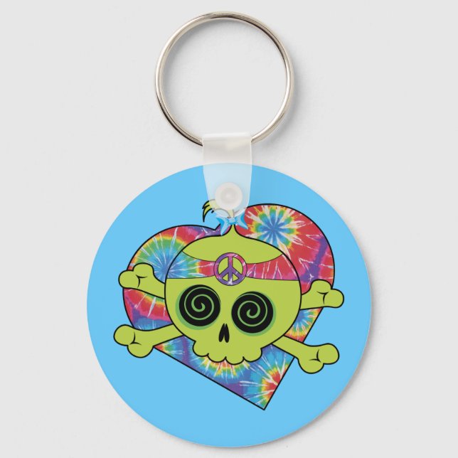 Tie Dye Skull Key Ring (Front)